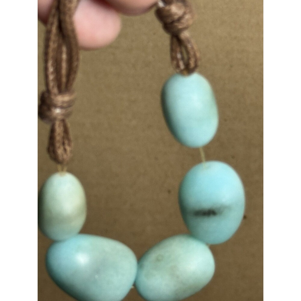 Beaded Stones Turquoise Bracelet Stretch Homemade - Picture 4 of 4